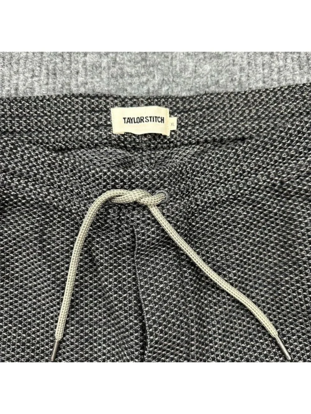 Taylor Stitch Apres Pants Charcoal Sashiko Waffle Knit Organic Cotton Mens sz XL